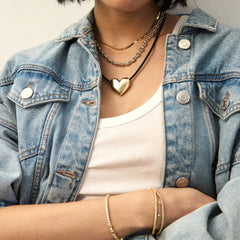Millie Bubble Heart Cord Necklace - Gold