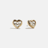 Sabrina Heart Stud Earrings - Gold/Pavé