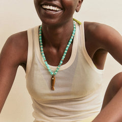 Sun Drift Semi-Precious Pendant Necklace - Brown Fish