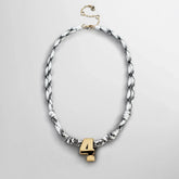 Knotty Varsity Custom Necklace - White/Onyx Single Digit