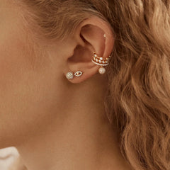 Simone 18K Gold Ear Cuff - Gold/Pavé
