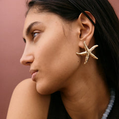 Swept Up Starfish Earrings - Gold