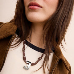 Knotty Varsity Custom Necklace - Mocha Brown Single Digit