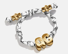 Knotty Initial Custom Bracelet - Onyx/White Double Letters