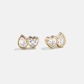 Toi Et Moi 14K Gold Stud Earrings - Gold/Pavé