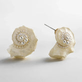 Santana Shell Statement Stud Earrings - Pearl