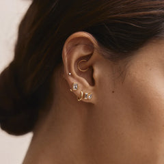 Reina 14K Gold Stud Earrings - Toi et Moi Bezel Set Earrings