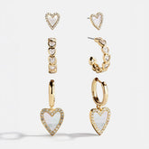 Love Story Heart Earring Set - Gold/Pearl