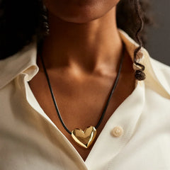 Millie Bubble Heart Cord Necklace - Gold