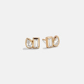 Reina 14K Gold Stud Earrings - Toi et Moi Bezel Set Earrings