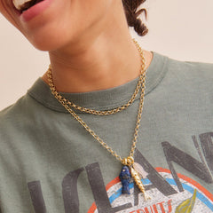 Lucky Catch Fish Charm Necklace - Gold