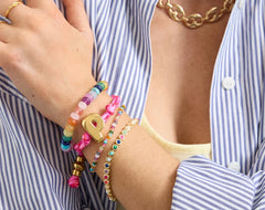 Knotty Initial Custom Bracelet - Fuchsia Double Letters