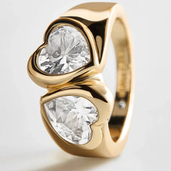 Two of Hearts Gold Ring - Gold/Pavé