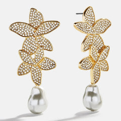 Marissa Floral Earrings - Gold/Pavé