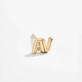 Single 14K Gold Double Initial Earring - Gold