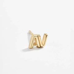 Single 14K Gold Double Initial Earring - Gold