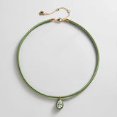 Lindsey Crystal Collar Necklace - Olive Green
