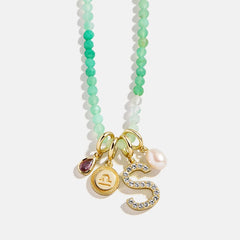 Semi-Precious Cluster Charm Necklace - Chrysoprase Chain