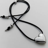 Millie Bubble Heart Cord Necklace - Silver