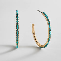 Nina Semi-Precious Hoop Earrings - Gold/Turquoise
