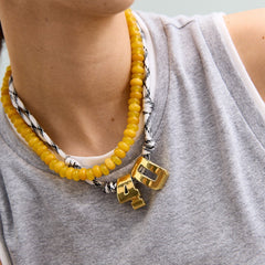 Knotty Varsity Custom Necklace - White/Onyx Single Digit
