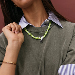 Knotty Varsity Custom Necklace - Lime Green Single Digit