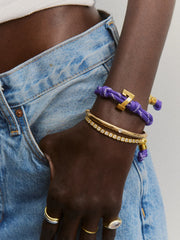 Knotty Varsity Number Custom Bracelet - Purple Single Digit