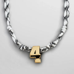 Knotty Varsity Custom Necklace - White/Onyx Single Digit
