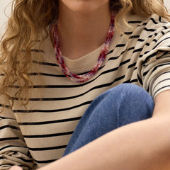 Lena Semi-Precious Layered Necklace - Pink