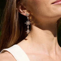 Venus Celestial Statement Earrings - Gold/Pavé
