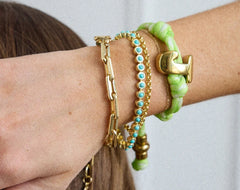 Knotty Initial Custom Bracelet - Lime Green Double Letters
