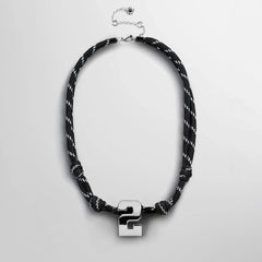 Knotty Varsity Custom Necklace - Onyx Single Digit