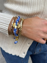 Knotty Initial Custom Bracelet - Royal Blue/White Single Letter