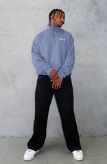 Core Classic Zip Front Sweater Ocean