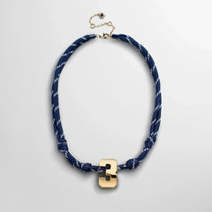 Knotty Varsity Custom Necklace - Navy Single Digit