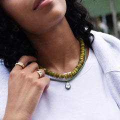 Lindsey Crystal Collar Necklace - Olive Green