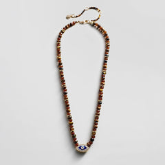 Positive View Semi-Precious Evil Eye Necklace - Tiger's Eye
