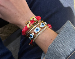 Knotty Varsity Number Custom Bracelet - Cherry Red Single Digit