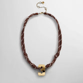 Knotty Varsity Custom Necklace - Mocha Brown Single Digit