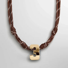 Knotty Varsity Custom Necklace - Mocha Brown Single Digit