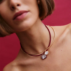 Lindsey Crystal Collar Necklace - Crimson Red