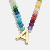 Semi-Precious Block Initial Necklace - Multi