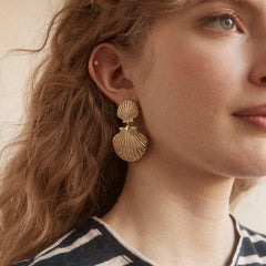 Marni Seashell Earrings - Gold/Pearl