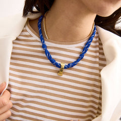 Knotty Varsity Custom Necklace - Royal Blue Single Digit