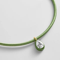 Lindsey Crystal Collar Necklace - Olive Green