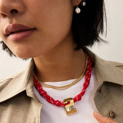 Knotty Varsity Custom Necklace - Cherry Red Single Digit