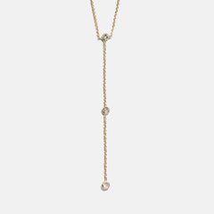 Yasmine Gold Lariat Necklace - Gold/Pavé