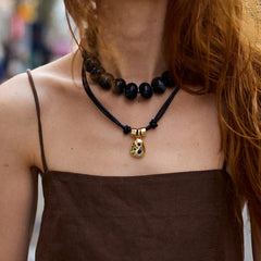 Tessa Pendant Cord Necklace - Gold/Multi