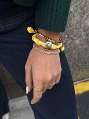 Knotty Varsity Number Custom Bracelet - Bright Yellow Single Digit