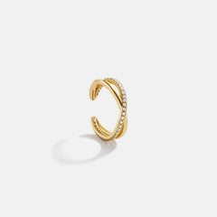Mercedes 14K Gold Ear Cuff - Gold/Pavé